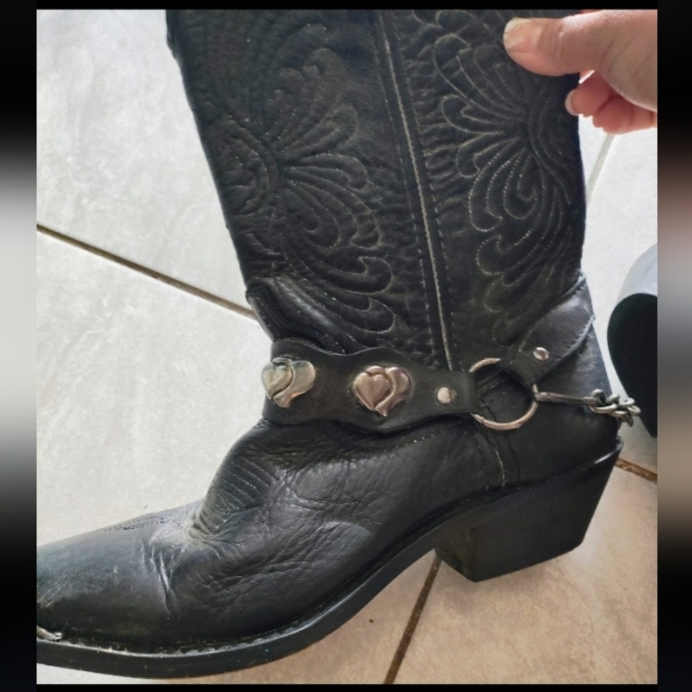 Black Western Cowboy Boots 7.5 - Picture 6 of 9